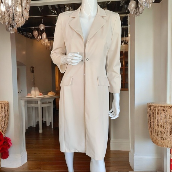B DARLIN CREAM FORMAL SINGLE BREASTED LONG COAT. JUNIORS SIZE 7/8 - Picture 1 of 8